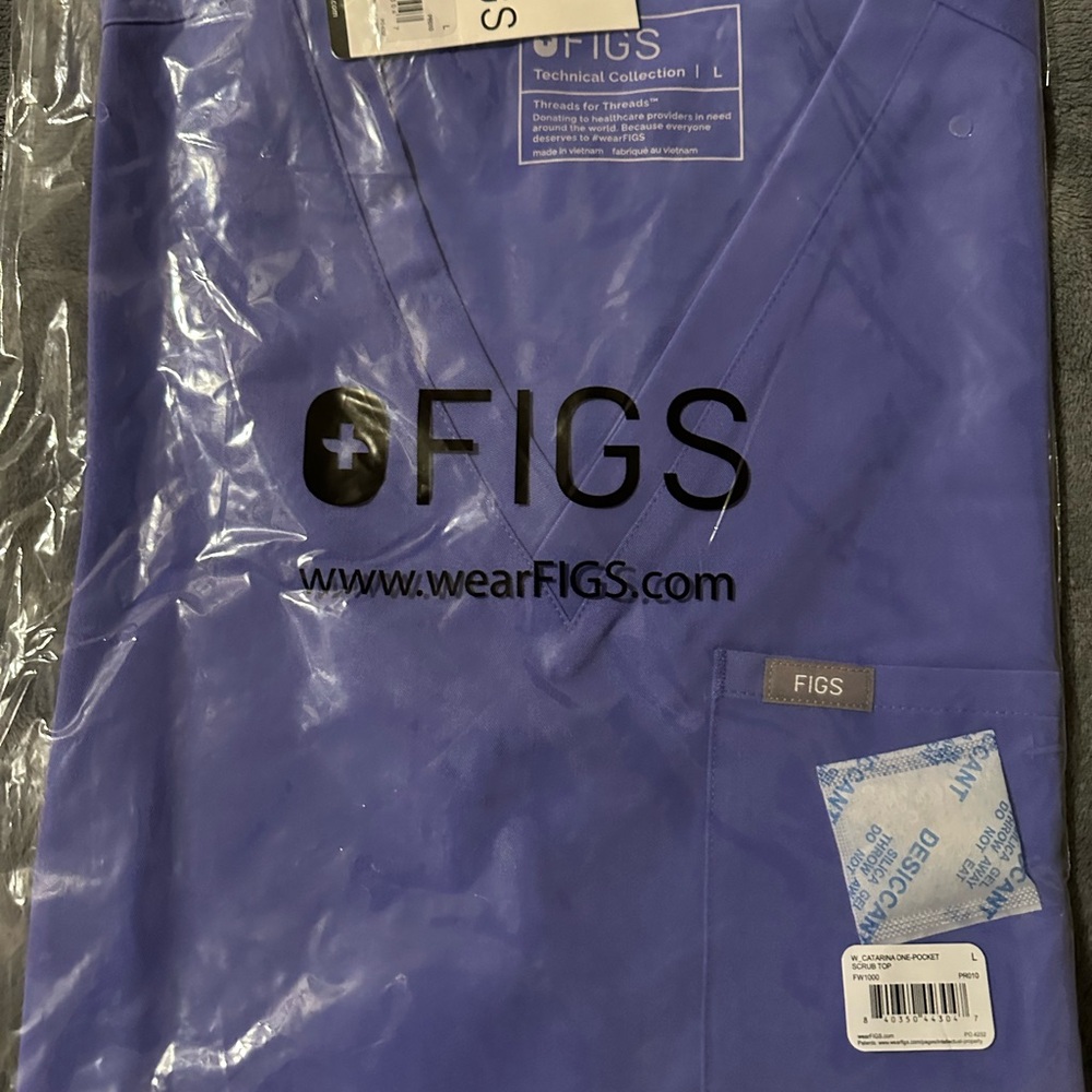 Figs Catarina Scrub Top, Large, Blueberry